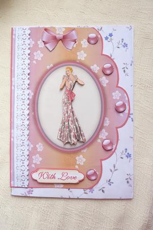 Art Deco Lady 'n Lace A4 Scallop Edge Card Front by Rosina Walker