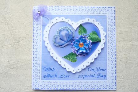 Butterfly on Purple Heart with Lace by Rosina Walker