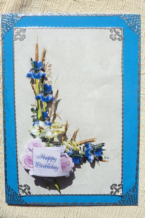 Blue Iris with Birthday Scroll by Rosina Walker