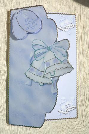 Wedding Bells Scalloped Envelope Card Front with Decoupage by Rosina Walker