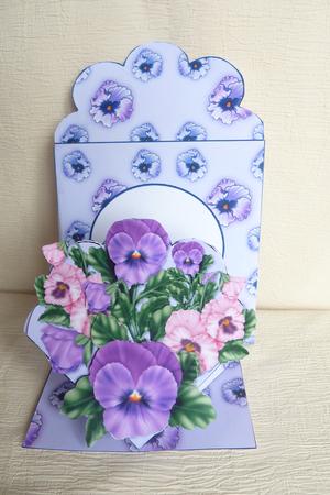 Beautiful Pansy Spring Card Kit with Decoupage by Rosina Walker