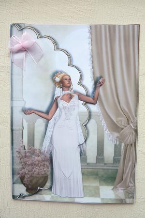 Beautiful Bride Scalloped Edge Envelope Card by Rosina Walker