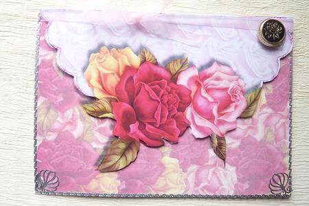 Roses Scalloped Edge Envelope Card by Rosina Walker