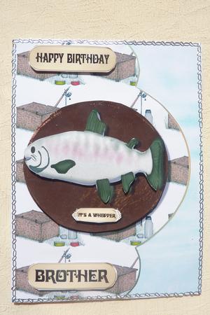 It's a Whopper Fishing Shaped Card Front with Decoupage by Rosina Walker