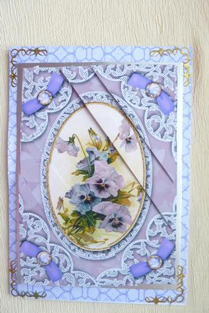 Purple Lace Pansies 7x5in Triangle Corner Stacker by Rosina Walker