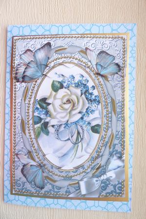 White Rose Butterflies 7x5in Wavy Top and Bottom Stacker by Rosina Walker