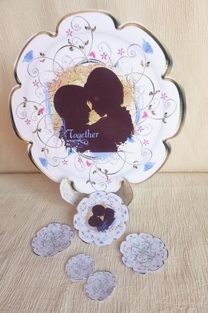 Together Silhouette Couple Wedding Plate Card and Stand by Rosina Walker