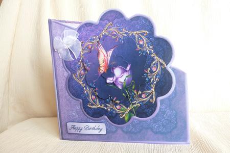 Beautiful Butterfly and Lilac Rose Scalloped Over the Edge C by Rosina Walker