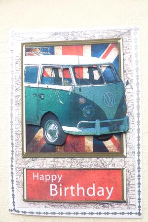 Camper Van Birthday Card Front by Rosina Walker