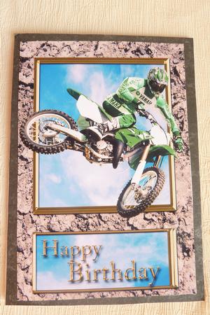 Moto Birthday Card Front by Rosina Walker