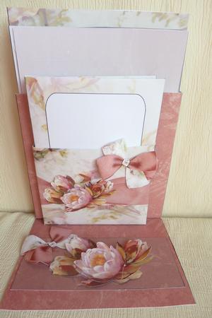 Pink Floral Desktop Stationery Holder Easel Kit by Rosina Walker