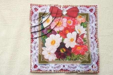 Lace Dahlia 6in Duo Corner Stacker Card Front by Rosina Walker