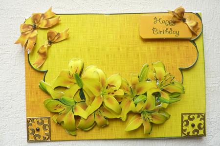 Scalloped Mock Envelope - Spray of Lilies by Rosina Walker