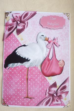 Stork Baby Girl with Decoupage by Rosina Walker