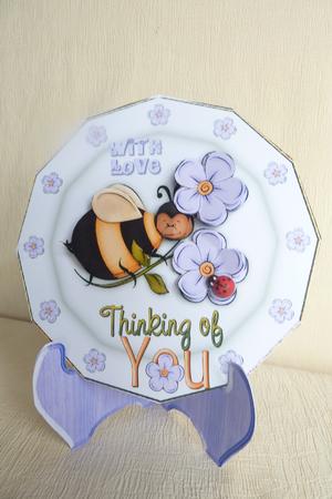 Another Bee-autiful Day Plate Card and Stand with Decoupage by Rosina Walker