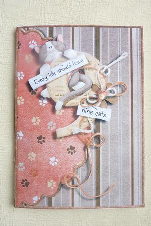Nine Cats Scalloped Edge Envelope Card by Rosina Walker