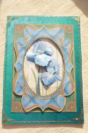 Blue Iris Fancy Bracket 7x5in Cut and Fold Card by Rosina Walker