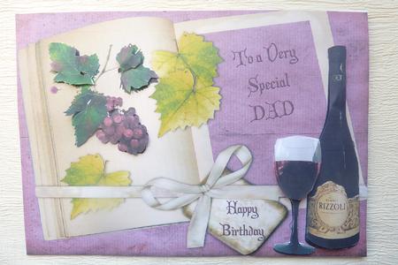 Special Dad Wine & Grapes with Decoupage by Rosina Walker