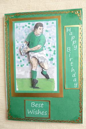 Rugby Player Green Shirt - Decoupage by Rosina Walker