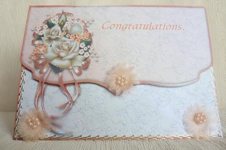 Rose Corsage on Leather Envelope Card by Rosina Walker