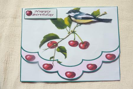 Bird with Cherries by Rosina Walker