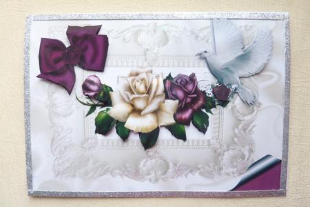 Beautiful Roses with Dove, A4 by Rosina Walker