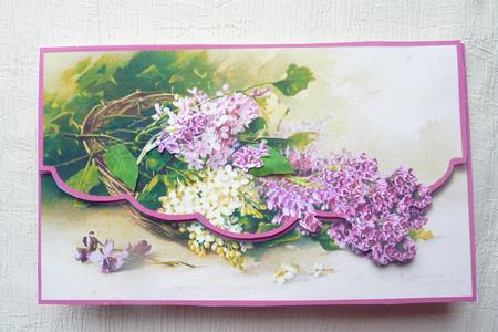 Lilac Basket - Envelope Card by Rosina Walker