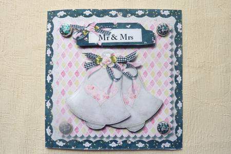 Congratulations Mr & Mrs Wedding Bells Card Front by Rosina Walker