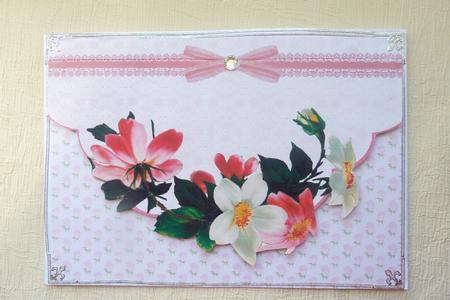 Flowers and Ribbon Envelope Card by Rosina Walker