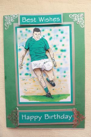 Gaelic Footballer with Green Shirt - Decoupage by Rosina Walker