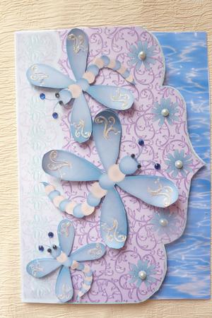 Elegant Edge Dragonflies, Lace & Flowers - Aqua & Lilac by Rosina Walker