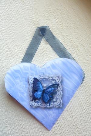 Heart Shaped Gift Box with Butterfly on Lace by Rosina Walker