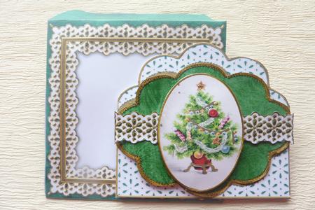 Christmas Tree Em Anglaise Scalloped 3D Decoupage Card Kit by Rosina Walker