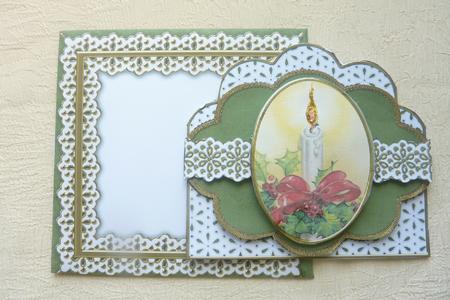 Christmas Candle Anglaise Scallop 3D Decoupage Card Kit by Rosina Walker
