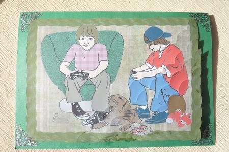 Video Gamers - Scalloped Corner Side Stacker by Rosina Walker