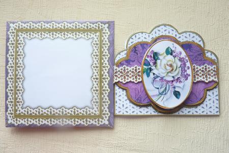 Wedding Roses Lilac Anglaise Scallop 3D Decoupage Card Kit by Rosina Walker