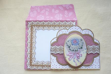 Bouquet Em Anglaise Scalloped 3D Decoupage Card Kit by Rosina Walker