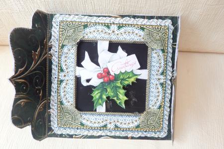 Holly Greetings 2 Lace Bracket Wrap Card by Rosina Walker