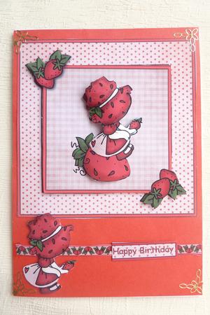 Sweet Strawberry 6x6 Square Card with Decoupage by Rosina Walker