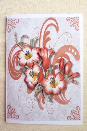 Peach Flowers & Flourishes A4 by Rosina Walker