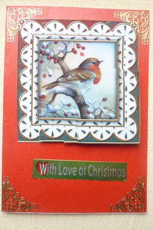 Red Robin 1 Anglaise 5in Sq One Corner Stacker by Rosina Walker