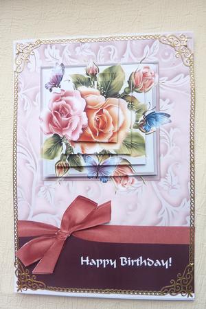 Floral Butterfly Rose Pyramage Card by Rosina Walker