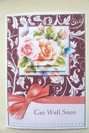 Floral Butterfly Rose Pyramage Card by Rosina Walker