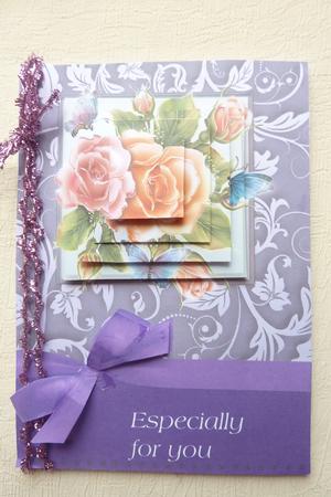 Floral Butterfly Rose Pyramage Card by Rosina Walker