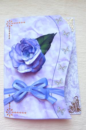 Purple Rose Curved Card Front by Rosina Walker
