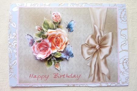Roses & Butterflies - Happy Birthday by Rosina Walker