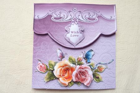 Envelope Card with Glowing Roses by Rosina Walker