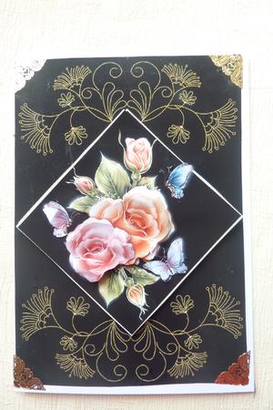 Glowing Roses on Black and Gold by Rosina Walker