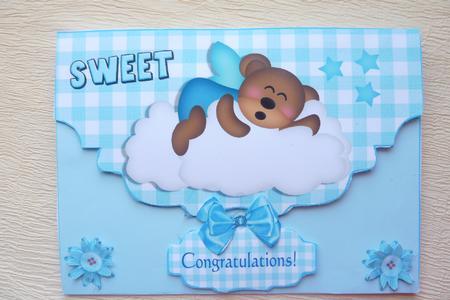 Sleeping Bear on a Cloud, Scalloped Envelope by Rosina Walker
