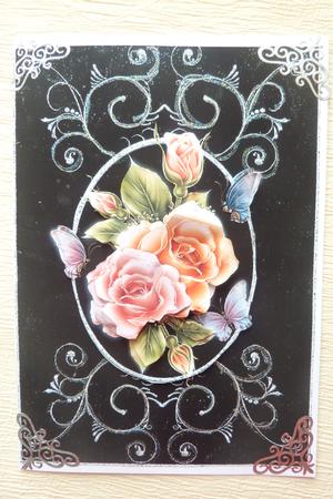 Glowing Roses on Black and Silver by Rosina Walker